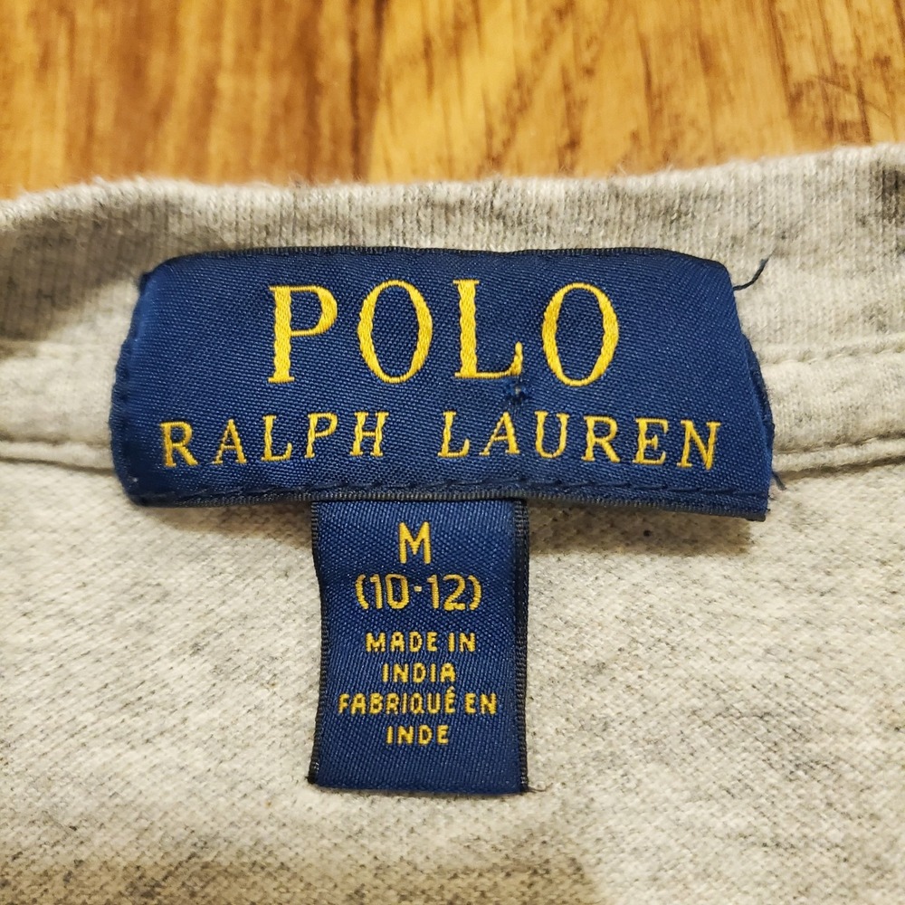 Polo Ralph Lauren Shirt‎ Boys Medium 10/12 Gray Henley Big Pony Preppy - Picture 4 of 7